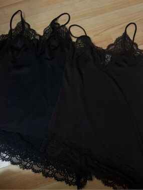 Lace Trim Black Camisole Slip - Women’s Intimates